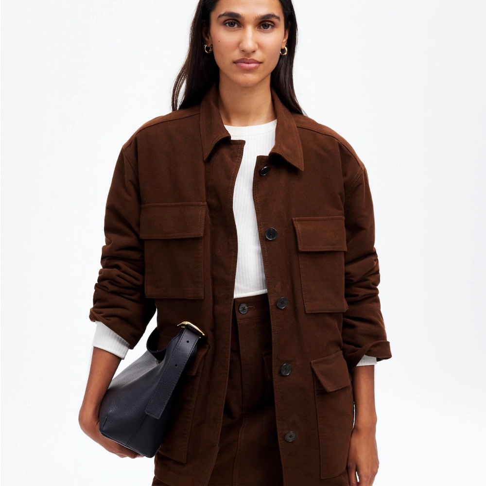 Madewell Flap Pocket Field Jacket Brown Suede